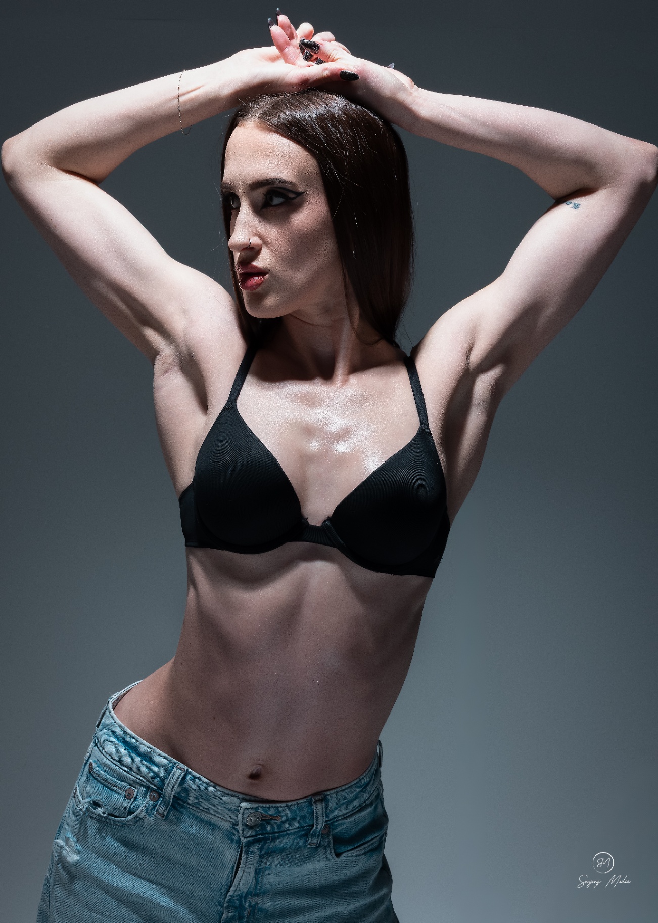 Arms up brunette